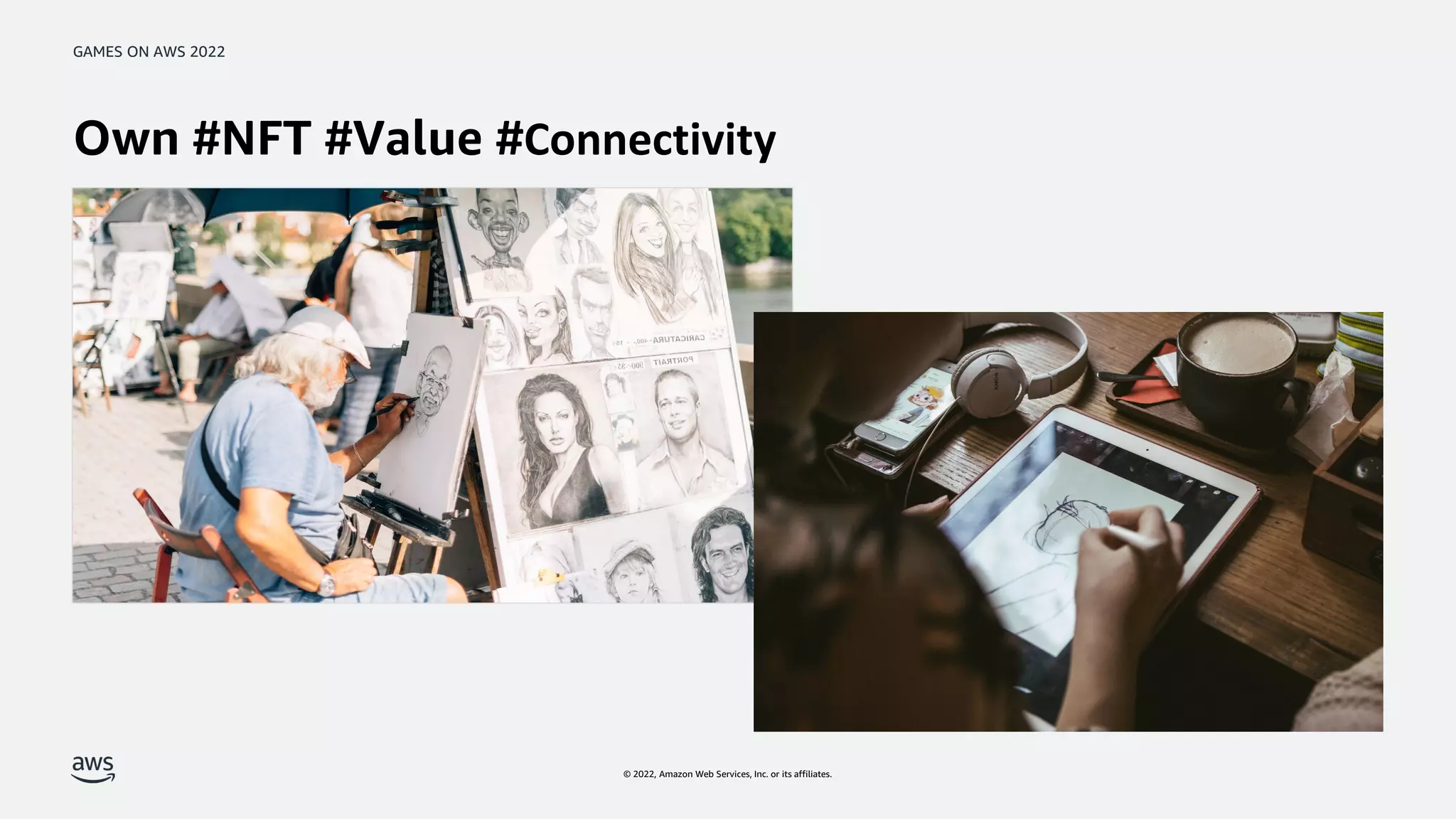 GAMES ON AWS 2022
© 2022, Amazon Web Services, Inc. or its affiliates.
Own #NFT #Value #Connectivity
 