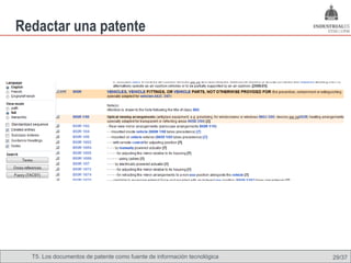 Redactar una patente




  T5. Los documentos de patente como fuente de Omland, May 2009
                                          Nils información tecnológica   29/37
 