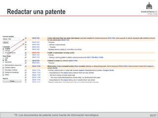 Redactar una patente




  T5. Los documentos de patente como fuente de Omland, May 2009
                                          Nils información tecnológica   30/37
 