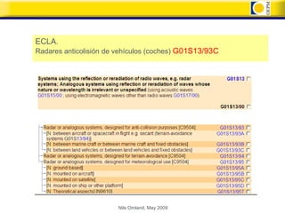 ECLA.
Radares anticolisión de vehículos (coches) G01S13/93C




                        Nils Omland, May 2009
 