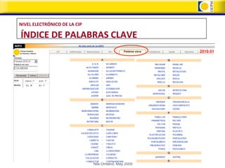 NIVEL ELECTRÓNICO DE LA CIP

ÍNDICE DE PALABRAS CLAVE




                              Nils Omland, May 2009
 