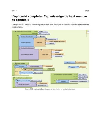 TEMA 4 17/18 
L'aplicació completa: Cap missatge de text mentre 
es condueix 
La figura 4-11 mostra la configuració del bloc final per Cap missatge de text mentre 
es condueix. 
Figura 4-11. L'aplicació Cap missatge de text mentre es condueix completa 
 