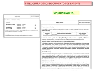 ESTRUCTURA DE LOS DOCUMENTOS DE PATENTE


                    OPINION ESCRITA
 