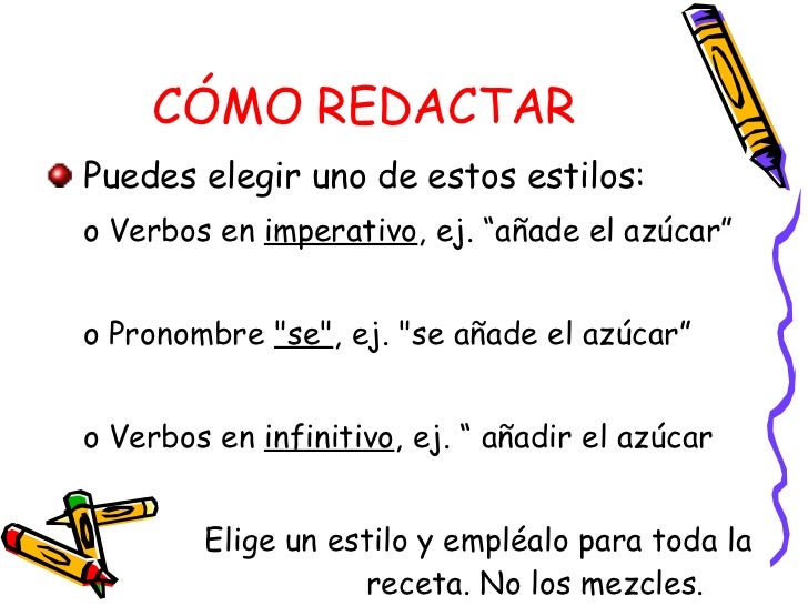 Guía para redactar receta cocina Guía para redactar receta cocina