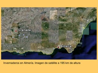 Invernaderos en Almería. Imagen de satélite a 195 km de altura 