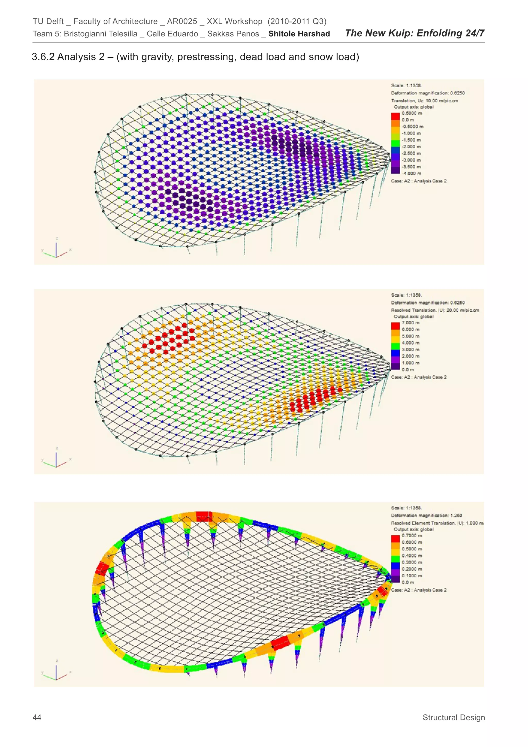 TU Delft _ Faculty of Architecture _ AR0025 _ XXL Workshop (2010-2011 Q3)
Team 5: Bristogianni Telesilla _ Calle Eduardo _ Sakkas Panos _ Shitole Harshad   The New Kuip: Enfolding 24/7

3.6.2 Analysis 2 – (with gravity, prestressing, dead load and snow load)




44                                                                                               Structural Design
 