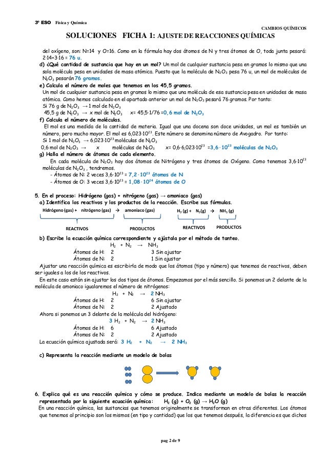 Ejercicios De Ajustes De Reacciones Actividades de ajuste de reacciones quimicas resueltas