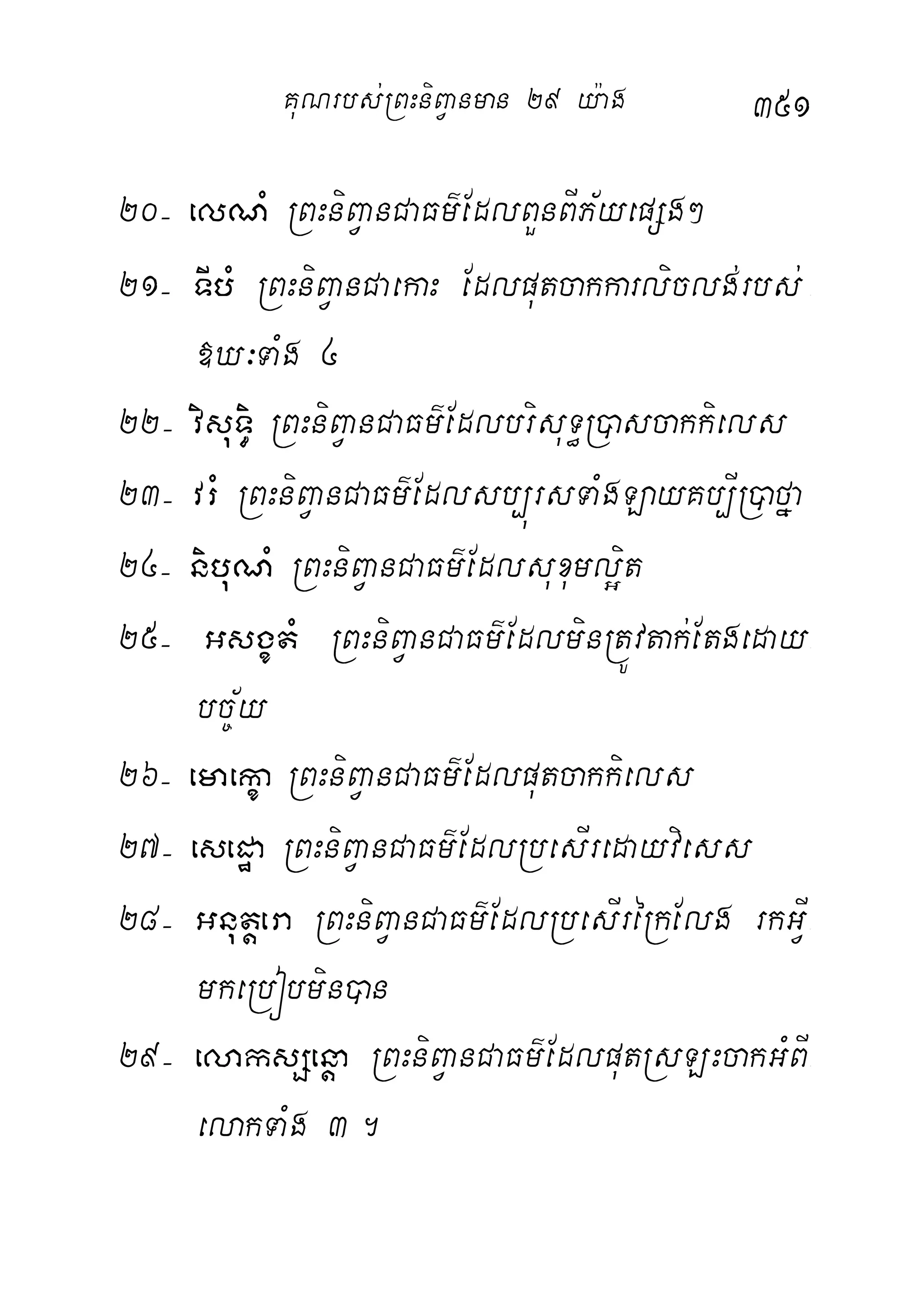 351
20( elNM RBHniBVanCaFm’EdlBYnBIP½yepSg²
21( TIbM RBHniBVanCaekaH Edlputcakkarliclg;rbs; -
»X³TaMg 4
22( visuT§i RBHniBVanCaFm’EdlbrisuT§R)ascakkiels
23( vrM RBHniBVanCaFm’Edlsb,úrsTaMgLayKb,IR)afña
24( nibuNM RBHniBVanCaFm’Edlsuxuml¥it
25( GsgçtM RBHniBVanCaFm’EdlminRtÚvtak;Etgeday-
bc©½y
26( emaekça RBHniBVanCaFm’Edlputcakkiels
27( esedæa RBHniBVanCaFm’EdlRbesIredayviess
28( Gnutþera RBHniBVanCaFm’EdlRbesIréRkElg rkGVI-
mkeRbóbmin)an
29( elaksSenþa RBHniBVanCaFm’EdlputRsLHcakGMBI-
elakTaMg 3.
KuNrbs;RBHniBVanman 29 y:ag
 