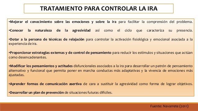 TRATAMIENTO PARA LA IRA Y AGRESIVIDAD