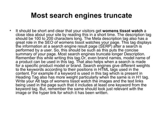 Most search engines truncate ,[object Object]
