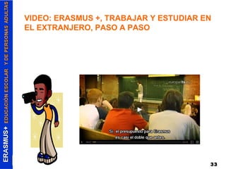 VIDEO: ERASMUS +, TRABAJAR Y ESTUDIAR EN 
EL EXTRANJERO, PASO A PASO 
33 
 