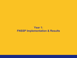 Year 1:
FNSSP Implementation & Results
 