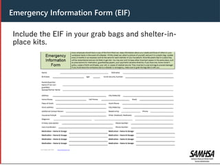 Header
Include the EIF in your grab bags and shelter-in-
place kits.
Emergency Information Form (EIF)
 