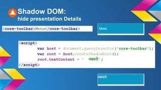 Shadow DOM:
hide presentation Details
 