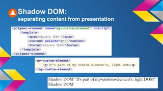 Shadow DOM:
separating content from presentation
 