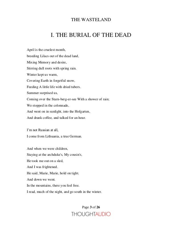 the waste land by ts eliot essay Essay critical theory the waste land by t s eliot: critical analysis eliot's the waste land is an important landmark in the history of english poetry and one. the waste land by ts eliot essay Essay critical theory the waste land by t s eliot: critical analysis eliot's the waste land is an important landmark in the history of english poetry and one.