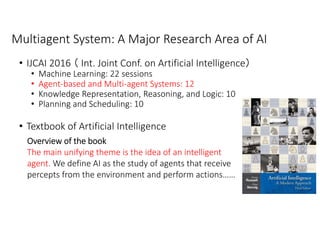 Multiagent System: A Major Research Area of AI
• IJCAI 2016 （ Int. Joint Conf. on Artificial Intelligence）
• Machine Learn...