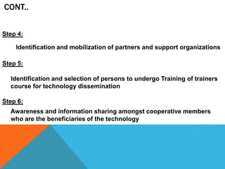 Technology transfer process for Rwandan Cooperatives