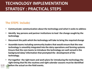 Proven dairy technologies for smallholder and medium scale market-oriented dairy systems