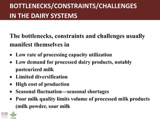 Proven dairy technologies for smallholder and medium scale market-oriented dairy systems
