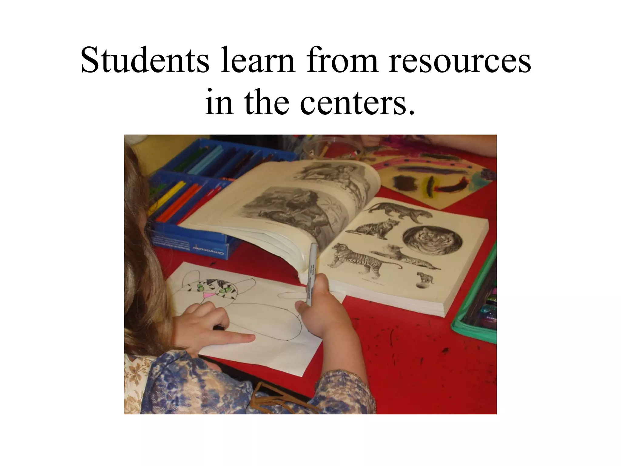 Students learn from resources  in the centers. 