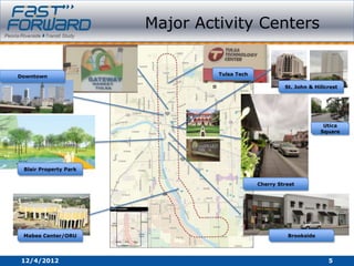 Major Activity Centers


Downtown                        Tulsa Tech

                                                      St. John & Hillcrest




                                                                    Utica
                                                                   Square




 Blair Property Park


                                             Cherry Street




 Mabee Center/ORU                                      Brookside




12/4/2012                                                             5
 