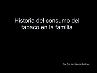 Historia del consumo del tabaco en la familia Dra. Ana Ma. Saloma Gutiérrez 
