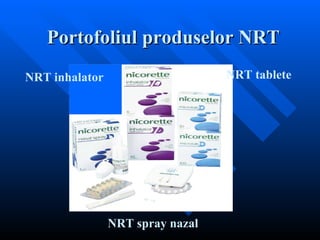 Portofoliul produselor NRT NRT inhalator NRT spray nazal NRT tablete 