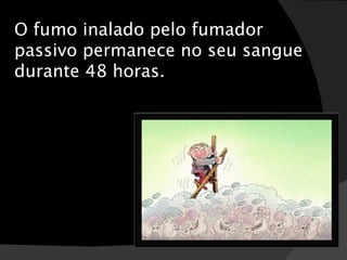 O fumo inalado pelo fumador passivo permanece no seu sangue durante 48 horas. 