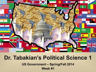 Dr. Tabakian’s Political Science 1
US Government – Spring/Fall 2014
Week #1

 