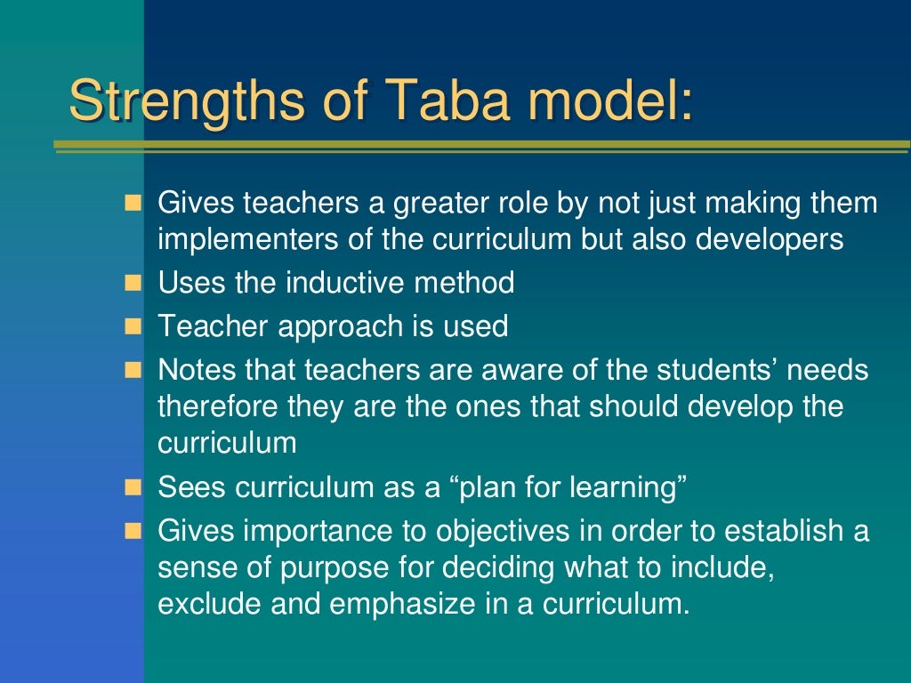 Taba Model Of Curriculum Development