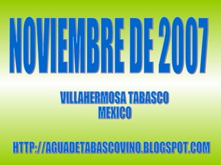 NOVIEMBRE DE 2007 VILLAHERMOSA TABASCO  MEXICO HTTP://AGUADETABASCOVINO.BLOGSPOT.COM 
