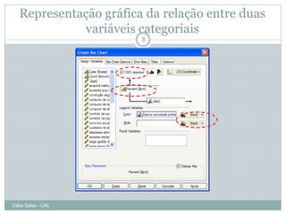 Representação gráfica da relação entre duas
             variáveis categoriais
                        8




Célia Sales - UAL
 