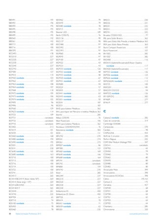 BBS491 . . . . . . . . . . . . . . . . . . . . . . . . . . . . . . . . . . . . 195   BDS462 . . . . . . . . . . . . . . . . . . . . . . . . . . . . . . . . . . . . 79       BRS531 . . . . . . . . . . . . . . . . . . . . . . . . . . . . . . . . . . . . 230
BBS492 . . . . . . . . . . . . . . . . . . . . . . . . . . . . . . . . . . . . 196   BDS470 . . . . . . . . . . . . . . . . . . . . . . . . . . . . . . . . . . . . 79       BRS532 . . . . . . . . . . . . . . . . . . . . . . . . . . . . . . . . . . . . 231
BBS494 . . . . . . . . . . . . . . . . . . . . . . . . . . . . . . . . . . . . 195   BDS480 novidade . . . . . . . . . . . . . . . . . . . . . . . . . . . . 78              BRS541 . . . . . . . . . . . . . . . . . . . . . . . . . . . . . . . . . . . . 232
BBS495 . . . . . . . . . . . . . . . . . . . . . . . . . . . . . . . . . . . . 195   BDS715 . . . . . . . . . . . . . . . . . . . . . . . . . . . . . . . . . . . . 74       BRS551 . . . . . . . . . . . . . . . . . . . . . . . . . . . . . . . . . . . . 233
BBS498 . . . . . . . . . . . . . . . . . . . . . . . . . . . . . . . . . . . . 195   Beamer LED. . . . . . . . . . . . . . . . . . . . . . . . . . . . . . . . 109           BRS741 . . . . . . . . . . . . . . . . . . . . . . . . . . . . . . . . . . . . 225
BBS499 . . . . . . . . . . . . . . . . . . . . . . . . . . . . . . . . . . . . 195   Berlin CDS570. . . . . . . . . . . . . . . . . . . . . . . . . . . . . . . 76           Bruselas CDS501/502. . . . . . . . . . . . . . . . . . . . . . . . . 77
BBS560 . . . . . . . . . . . . . . . . . . . . . . . . . . . . . . . . . . . . 142   BGC136 . . . . . . . . . . . . . . . . . . . . . . . . . . . . . . . . . . . . 90       BSL para Sódio Branco . . . . . . . . . . . . . . . . . . . . . . . 362
BBS561 . . . . . . . . . . . . . . . . . . . . . . . . . . . . . . . . . . . . 142   BGC137 . . . . . . . . . . . . . . . . . . . . . . . . . . . . . . . . . . . . 90       BSN para Sódio Alta Pressão e Iodetos Metálicos 363
BBS713 . . . . . . . . . . . . . . . . . . . . . . . . . . . . . . . . . . . . 100   BGC480 . . . . . . . . . . . . . . . . . . . . . . . . . . . . . . . . . . . . 97       BSX para Sódio Baixa Pressão. . . . . . . . . . . . . . . . . 363
BBS716 . . . . . . . . . . . . . . . . . . . . . . . . . . . . . . . . . . . . 100   BGC492 . . . . . . . . . . . . . . . . . . . . . . . . . . . . . . . . . . . . 97       Burst Compact Powercore . . . . . . . . . . . . . . . . . . . 107
BBX395 . . . . . . . . . . . . . . . . . . . . . . . . . . . . . . . . . . . 191     BGC493 . . . . . . . . . . . . . . . . . . . . . . . . . . . . . . . . . . . . 97       Burst Powercore . . . . . . . . . . . . . . . . . . . . . . . . . . . . 107
BCG493 . . . . . . . . . . . . . . . . . . . . . . . . . . . . . . . . . . . 178     BGP060 . . . . . . . . . . . . . . . . . . . . . . . . . . . . . . . . . . . . 46       BV150G . . . . . . . . . . . . . . . . . . . . . . . . . . . . . . . . . . . 282
BCG510 . . . . . . . . . . . . . . . . . . . . . . . . . . . . . . . . . . . 227     BGP070 . . . . . . . . . . . . . . . . . . . . . . . . . . . . . . . . . . . . 47       BV150Z . . . . . . . . . . . . . . . . . . . . . . . . . . . . . . . . . . . 282
BCG520 . . . . . . . . . . . . . . . . . . . . . . . . . . . . . . . . . . . 227     BGP100 . . . . . . . . . . . . . . . . . . . . . . . . . . . . . . . . . . . . 47       BVD400 . . . . . . . . . . . . . . . . . . . . . . . . . . . . . . . . . . . 116
BCG530 . . . . . . . . . . . . . . . . . . . . . . . . . . . . . . . . . . . 227     BGP322 . . . . . . . . . . . . . . . . . . . . . . . . . . . . . . . . . . . . 43       BVD410 (Saliente/Encastrado/Difusor Opalino
BCG540 . . . . . . . . . . . . . . . . . . . . . . . . . . . . . . . . . . . 227     BGP323 . . . . . . . . . . . . . . . . . . . . . . . . . . . . . . . . . . . . 43          novidade . . . . . . . . . . . . . . . . . . . . . . . . . . . . . . . 117
BCG742 . . . . . . . . . . . . . . . . . . . . . . . . . . . . . . . . . . . 225     BGP333 novidade . . . . . . . . . . . . . . . . . . . . . . . . . . . 126               BVD420 (Saliente/Encastrado) . . . . . . . . . . . . . . . . 117
BCP300 . . . . . . . . . . . . . . . . . . . . . . . . . . . . . . . . . . . 127     BGP352 novidade . . . . . . . . . . . . . . . . . . . . . . . . . . . . 48              BVP333 novidade . . . . . . . . . . . . . . . . . . . . . . . . . . . 126
BCP410 . . . . . . . . . . . . . . . . . . . . . . . . . . . . . . . . . . . 110     BGP353 novidade . . . . . . . . . . . . . . . . . . . . . . . . . . . . 48              BVP506 novidade . . . . . . . . . . . . . . . . . . . . . . . . . . . 124
BCP420 novidade . . . . . . . . . . . . . . . . . . . . . . . . . . . 103            BGP430 novidade . . . . . . . . . . . . . . . . . . . . . . . . . . . . 67              BVP626 novidade . . . . . . . . . . . . . . . . . . . . . . . . . . . 112
BCP462 . . . . . . . . . . . . . . . . . . . . . . . . . . . . . . . . . . . 107     BGP431 novidade . . . . . . . . . . . . . . . . . . . . . . . . . . . . 67              BVP636/646 novidade . . . . . . . . . . . . . . . . . . . . . . . 113
BCP463 novidade . . . . . . . . . . . . . . . . . . . . . . . . . . . 108            BGP680 . . . . . . . . . . . . . . . . . . . . . . . . . . . . . . . . . . . . 44       BVS733 . . . . . . . . . . . . . . . . . . . . . . . . . . . . . . . . . . . . 100
BCP464 novidade . . . . . . . . . . . . . . . . . . . . . . . . . . . 107            BGS224 . . . . . . . . . . . . . . . . . . . . . . . . . . . . . . . . . . . . 57       BWG201 . . . . . . . . . . . . . . . . . . . . . . . . . . . . . . . . . . 185
BCP468 . . . . . . . . . . . . . . . . . . . . . . . . . . . . . . . . . . . 118     BGS425 . . . . . . . . . . . . . . . . . . . . . . . . . . . . . . . . . . . . 57       BWG331/332/333 . . . . . . . . . . . . . . . . . . . . . . . . . . . 94
BCP472 novidade . . . . . . . . . . . . . . . . . . . . . . . . . . . 105            BGS441 novidade . . . . . . . . . . . . . . . . . . . . . . . . . . . . 63              BWP333 novidade . . . . . . . . . . . . . . . . . . . . . . . . . . 126
BCP473 novidade . . . . . . . . . . . . . . . . . . . . . . . . . . . 106            BGS443 novidade . . . . . . . . . . . . . . . . . . . . . . . . . . . . 63              BY150P/Z/G . . . . . . . . . . . . . . . . . . . . . . . . . . . . . . . 282
BCP474 novidade . . . . . . . . . . . . . . . . . . . . . . . . . . . 105            BGS451 novidade . . . . . . . . . . . . . . . . . . . . . . . . . . . . 50              BY460P . . . . . . . . . . . . . . . . . . . . . . . . . . . . . . . . . . . . 277
BCP495 . . . . . . . . . . . . . . . . . . . . . . . . . . . . . . . . . . . . 96    BGS541 . . . . . . . . . . . . . . . . . . . . . . . . . . . . . . . . . . . 187        BY461P . . . . . . . . . . . . . . . . . . . . . . . . . . . . . . . . . . . . 277
BCP496 . . . . . . . . . . . . . . . . . . . . . . . . . . . . . . . . . . . . 96    BGS551 . . . . . . . . . . . . . . . . . . . . . . . . . . . . . . . . . . . 187
BCP560 . . . . . . . . . . . . . . . . . . . . . . . . . . . . . . . . . . . 129     BHD para Iodetos Metálicos . . . . . . . . . . . . . . . . . . 362
BCP623 novidade . . . . . . . . . . . . . . . . . . . . . . . . . . . 114            BHL para Vapor de Mercúrio e Iodetos Metálicos 363                                      C
BCP725 . . . . . . . . . . . . . . . . . . . . . . . . . . . . . . . . . . . 109     Biarritz . . . . . . . . . . . . . . . . . . . . . . . . . . . . . . . . . . . . 285
BCP731 . . . . . . . . . . . . . . . . . . . . . . . . . . . . . .cancelado          Bilbao CDS540 . . . . . . . . . . . . . . . . . . . . . . . . . . . . . . 76            Cabana2 novidade . . . . . . . . . . . . . . . . . . . . . . . . . . 282
BCP732 . . . . . . . . . . . . . . . . . . . . . . . . . . . . . .cancelado          Blast Powercore. . . . . . . . . . . . . . . . . . . . . . . . . . . . . 105            Cabo de conversão. . . . . . . . . . . . . . . . . . . . . . . . . . 314
BCP733 . . . . . . . . . . . . . . . . . . . . . . . . . . . . . .cancelado          BMH para Iodetos Metálicos . . . . . . . . . . . . . . . . . . 362                      Cambridge CDS580 . . . . . . . . . . . . . . . . . . . . . . . . . . . .
BCS402. . . . . . . . . . . . . . . . . . . . . . . . . . . . . . . . . . . . 213    Bordeaux CDS590/592/594 . . . . . . . . . . . . . . . . . . . 76                        Campanulas . . . . . . . . . . . . . . . . . . . . . . . . . . . . . . . . 270
BCS419. . . . . . . . . . . . . . . . . . . . . . . . . . . . . . . . . . . . 101    Botoneiras novidade . . . . . . . . . . . . . . . . . . . . . . . . . 302               Candeo . . . . . . . . . . . . . . . . . . . . . . . . . . . . . . . . . . . . . 98
BCS439. . . . . . . . . . . . . . . . . . . . . . . . . . . . . . . . . . . . 101    BOX . . . . . . . . . . . . . . . . . . . . . . . . . . . . . . . . . . . . . . 131     CAPSULINE. . . . . . . . . . . . . . . . . . . . . . . . . . . . . . . . 454
BCS460 novidade . . . . . . . . . . . . . . . . . . . . . . . . . . . 168            BPG742 . . . . . . . . . . . . . . . . . . . . . . . . . . . . . . . . . . . 270        Perﬁl de 3 circuitos . . . . . . . . . . . . . . . . . . . . . . . . . . 240
BCS480 novidade . . . . . . . . . . . . . . . . . . . . . . . . . . . 194            BPK541 . . . . . . . . . . . . . . . . . . . . . . . . . . . . . . . . . . . . 274      Perﬁs e Réguas. . . . . . . . . . . . . . . . . . . . . . . . . . . . . . 242
BCS490 novidade . . . . . . . . . . . . . . . . . . . . . . . . . . . 195            BPK561 . . . . . . . . . . . . . . . . . . . . . . . . . . . . . . . . . . . . 273      CDM Elite Medium Wattage MW . . . . . . . . . . . . . 347
BCS501. . . . . . . . . . . . . . . . . . . . . . . . . . . . . . . . . . . . 235    BPP007 novidade . . . . . . . . . . . . . . . . . . . . . . . . . . . . 86              CDO-H . . . . . . . . . . . . . . . . . . . . . . . . . . . . . .cancelado
BCS531. . . . . . . . . . . . . . . . . . . . . . . . . . . . . . . . . . . . 230    BPP300 . . . . . . . . . . . . . . . . . . . . . . . . . . . . . . . . . . . . 127      CDP702 . . . . . . . . . . . . . . . . . . . . . . . . . . . . . . . . . . . . 65
BCS640 novidade . . . . . . . . . . . . . . . . . . . . . . . . . . . 165            BPS460 novidade . . . . . . . . . . . . . . . . . . . . . . . . . . . 169               CDS450 . . . . . . . . . . . . . . . . . . . . . . . . . . . . . . . . . . . . 79
BCS680 novidade . . . . . . . . . . . . . . . . . . . . . . . . . . . 163            BPS640 novidade . . . . . . . . . . . . . . . . . . . . . . . . . . . 166               CDS460 . . . . . . . . . . . . . . . . . . . . . . . . . . . . . . . . . . . . 79
BCS710. . . . . . . . . . . . . . . . . . . . . . . . . . . . . . . . . . . . 100    BPS680 novidade . . . . . . . . . . . . . . . . . . . . . . . . . . . 164               CDS462 . . . . . . . . . . . . . . . . . . . . . . . . . . . . . . . . . . . . 80
BCS713. . . . . . . . . . . . . . . . . . . . . . . . . . . . . . . . . . . . 100    BPS741 . . . . . . . . . . . . . . . . . . . . . . . . . . . . . . .cancelado           CDS470 . . . . . . . . . . . . . . . . . . . . . . . . . . . . . . . . . . . . 80
BCS716. . . . . . . . . . . . . . . . . . . . . . . . . . . . . . . . . . . . 100    BPS742 . . . . . . . . . . . . . . . . . . . . . . . . . . . . . . .cancelado           CDS480 . . . . . . . . . . . . . . . . . . . . . . . . . . . . . . . . . . . . 80
BCS719. . . . . . . . . . . . . . . . . . . . . . . . . . . . . . . . . . . . 100    BPS800 . . . . . . . . . . . . . . . . . . . . . . . . . . . . . . . . . . . . 159      CDS482 . . . . . . . . . . . . . . . . . . . . . . . . . . . . . . . . . . . . 80
BCS722. . . . . . . . . . . . . . . . . . . . . . . . . . . . . . . . . . . . 100    BPX742 . . . . . . . . . . . . . . . . . . . . . . . . . . . . . . . . . . . 270        Arrancador Polar . . . . . . . . . . . . . . . . . . . . . . . . . . . . 394
BCS741. . . . . . . . . . . . . . . . . . . . . . . . . . . . . . . . . . . . 225    Brest . . . . . . . . . . . . . . . . . . . . . . . . . . . . . . . . . . . . . . 285   Arrancadores . . . . . . . . . . . . . . . . . . . . . . . . . . . . . . . 398
BCX413 . . . . . . . . . . . . . . . . . . . . . . . . . . . . . . . . . . . 265     BRG394 . . . . . . . . . . . . . . . . . . . . . . . . . . . . . . . . . . . 237        Arrancadores ECOClick. . . . . . . . . . . . . . . . . . . . . . 398
BCX414/BCX419 (feixe médio 50º) . . . . . . . . . . . 264                            BRG510 . . . . . . . . . . . . . . . . . . . . . . . . . . . . . . . . . . . 227        Celino . . . . . . . . . . . . . . . . . . . . . . . . . . . . . . . . . 145,163
BCX414 (feixe largo 110º) . . . . . . . . . . . . . . . . . . . 264                  BRG520 . . . . . . . . . . . . . . . . . . . . . . . . . . . . . . . . . . . 227        Centura 2 . . . . . . . . . . . . . . . . . . . . . . . . . . . . . . . . . . 175
BCX416/BCX450 . . . . . . . . . . . . . . . . . . . . . . . . . . . 264              BRG530 . . . . . . . . . . . . . . . . . . . . . . . . . . . . . . . . . . . 227        Certaline. . . . . . . . . . . . . . . . . . . . . . . . . . . . . . . . . . . 457
BCX418/417 . . . . . . . . . . . . . . . . . . . . . . . . . . . . . . . 265         BRG540 . . . . . . . . . . . . . . . . . . . . . . . . . . . . . . . . . . . 227        CGP430 . . . . . . . . . . . . . . . . . . . . . . . . . . . . . . . . . . . . 68
BCX444 . . . . . . . . . . . . . . . . . . . . . . . . . . . . . . . . . . . 261     BrilliantLine ES . . . . . . . . . . . . . . . . . . . . . . . . . . . . . . 450        CGP431 . . . . . . . . . . . . . . . . . . . . . . . . . . . . . . . . . . . . 68
BCX742 . . . . . . . . . . . . . . . . . . . . . . . . . . . . . . . . . . . 225     BrilliantLine ES 35mm . . . . . . . . . . . . . . . . . . . . . . . . 450               CGP700 . . . . . . . . . . . . . . . . . . . . . . . . . . . . . . . . . . . . 64
BDP704 . . . . . . . . . . . . . . . . . . . . . . . . . . . . . . . . . . . . 65    BRP720 . . . . . . . . . . . . . . . . . . . . . . . . . . . . . . . . . . . . . 61     CGP701 . . . . . . . . . . . . . . . . . . . . . . . . . . . . . . . . . . . . 65
BDP710 . . . . . . . . . . . . . . . . . . . . . . . . . . . . . . . . . . . . 74    BRS419 . . . . . . . . . . . . . . . . . . . . . . . . . . . . . . . . . . . . . 70     CGP703 . . . . . . . . . . . . . . . . . . . . . . . . . . . . . . . . . . . . 64
BDS100 novidade . . . . . . . . . . . . . . . . . . . . . . . . . . . . 75           BRS421 novidade . . . . . . . . . . . . . . . . . . . . . . . . . . . . 71              CGP705 . . . . . . . . . . . . . . . . . . . . . . . . . . . . . . . . . . . . 64
BDS450 . . . . . . . . . . . . . . . . . . . . . . . . . . . . . . . . . . . . 78    BRS439 novidade . . . . . . . . . . . . . . . . . . . . . . . . . . . . 62              Chambery . . . . . . . . . . . . . . . . . . . . . . . . . . . . . . . . . 285
BDS460 . . . . . . . . . . . . . . . . . . . . . . . . . . . . . . . . . . . . 78    BRS501 . . . . . . . . . . . . . . . . . . . . . . . . . . . . . . . . . . . . 235      Chronosense . . . . . . . . . . . . . . . . . . . . . . . . . . . . . . . 320
30          Tabela Iluminação Proﬁssional 2012                                                                                                                                                                               www.philips.pt/iluminacao
 