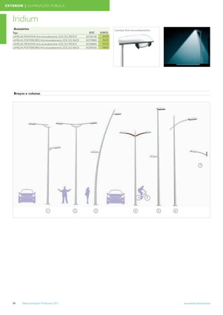 EXTERIOR | ILUMINAÇÃO PÚBLICA



   Iridium
    Acessórios                                                                 Lamelas Anti-encandeamento
   Tipo                                                    EOC       EUROS
   LAMELAS FRONTAIS Anti-encandeamento ZGS 252 FRONT     83758100      84,00
   LAMELAS POSTERIORES Anti-encandeamento ZGS 252 BACK   83759800      86,00
   LAMELAS FRONTAIS Anti-encandeamento ZGS 253 FRONT     83308800     106,00
   LAMELAS POSTERIORES Anti-encandeamento ZGS 253 BACK   83309500     108,00




    Braços e colunas




                                                                                                                                  7




                                 1                2              3                           4              5   6




   54     Tabela Iluminação Proﬁssional 2012                                                                        www.philips.pt/iluminacao
 