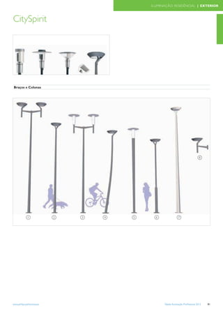 ILUMINAÇÃO RESIDÊNCIAL | EXTERIOR



CitySpirit




 Braços e Colunas




                                                                                  8




             1              2   3   4   5     6               7




www.philips.pt/iluminacao                         Tabela Iluminação Proﬁssional 2012   81
 