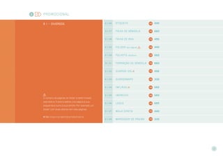 PROMOCIONAL
9 . 1 >> DIVERSOS
O número de páginas do folder é determinado
pela dobra. A dobra define uma página à sua
esquerda e outra à sua direita. Por exemplo, um
folder com duas dobras tem seis páginas.
Não inclui o projeto do produto em si.
9 . 1 . 2 6 ETIQUETA 440
9 . 1 . 2 7 FAIXA DE GÔNDOLA 660
9 . 1 . 2 8 FAIXA DE RUA 495
9 . 1 . 2 9 FOLDER (por página) 440
9 . 1 . 3 0 FOLHETO (10x20cm) 550
9 . 1 . 3 1 FORRAÇÃO DE GÔNDOLA 660
9 . 1 . 3 2 GUARDA-SOL 495
9 . 1 . 3 3 GUArDANAPO 330
9 . 1 . 3 4 INFLÁVEL 550
9 . 1 . 3 5 INGRESSO 550
9 . 1 . 3 6 LEQUE 550
9 . 1 . 3 7 MALA DIRETA 440
9 . 1 . 3 8 MARCADOR DE PÁGINA 330
9
11
 