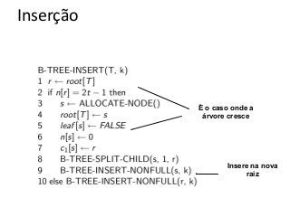 Inserção

È o caso onde a
árvore cresce

Insere na nova
raiz

 