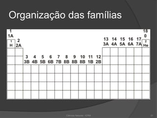 Organização das famílias
Ciências Naturais - ICRM 21
 