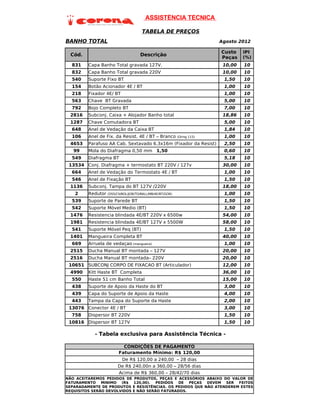  Tabela precos peças agosto 2012 conf.3