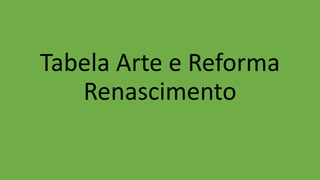 Tabela Arte e Reforma
Renascimento
 