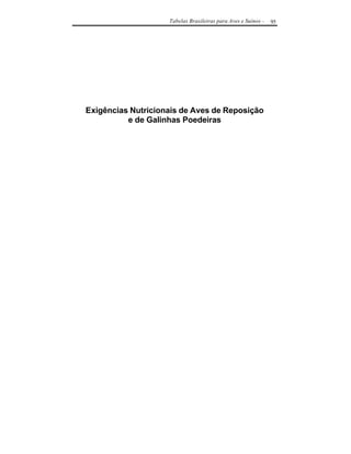 Tabelas Brasileiras para Aves e Suínos -   95




Exigências Nutricionais de Aves de Reposição
          e de Galinhas Poedeiras
 