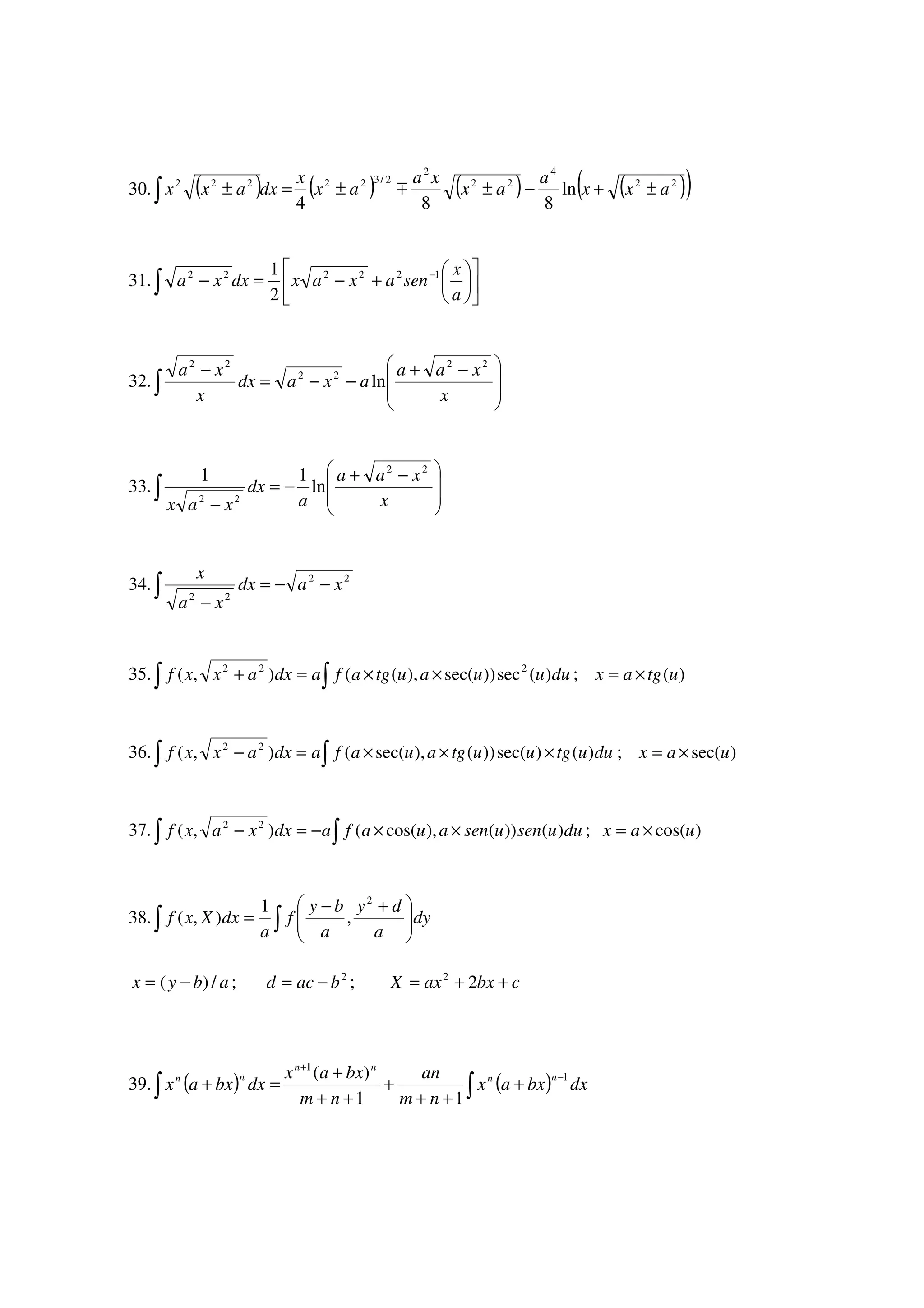 Tabelas de integrais indefinidas | PDF