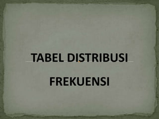 TABEL DISTRIBUSI
FREKUENSI
 