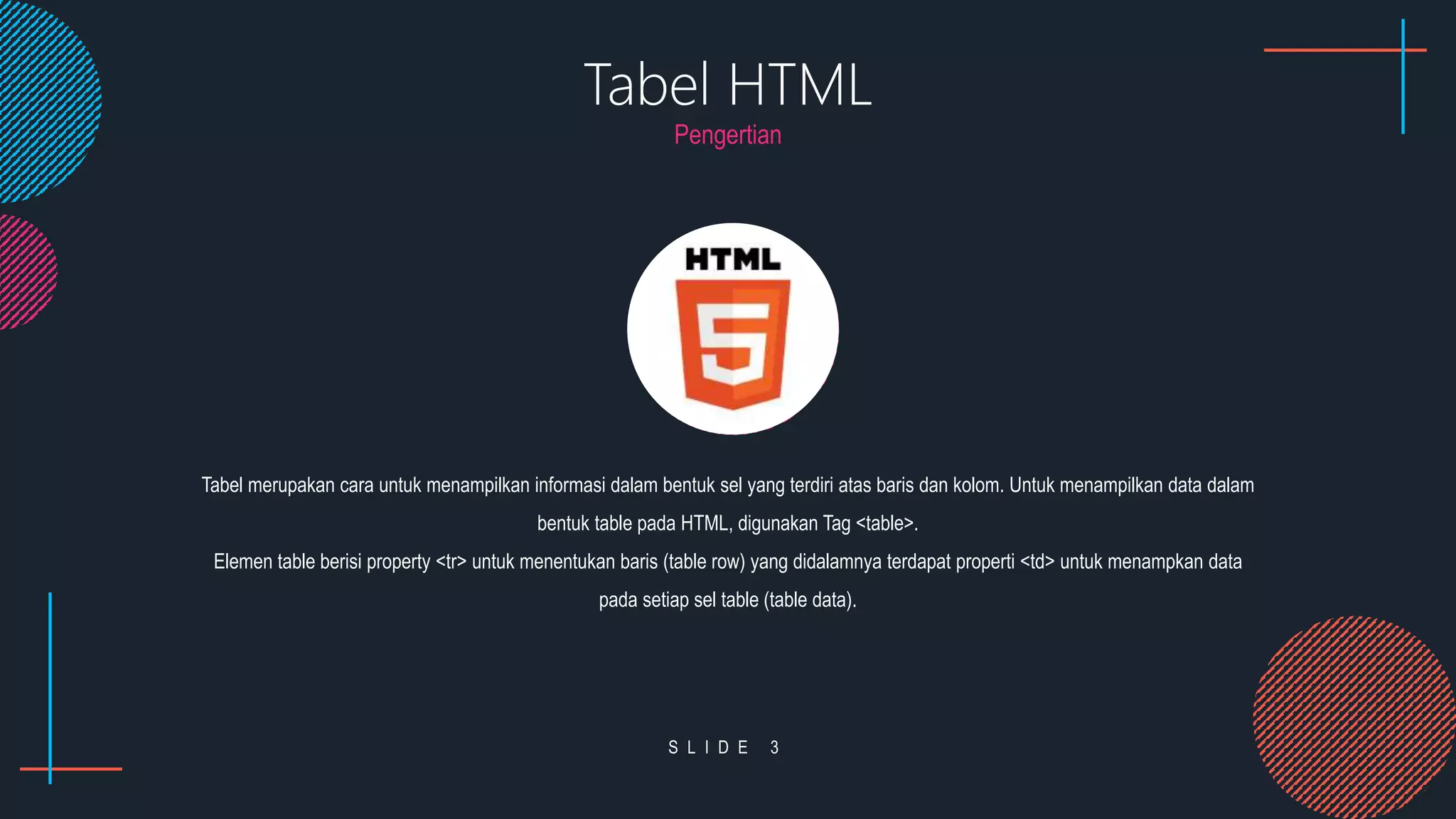 Tabel HTML | PPT