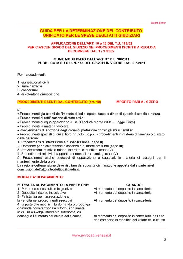 Tabella contributo unificato PDF