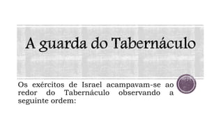 Os exércitos de Israel acampavam-se ao
redor do Tabernáculo observando a
seguinte ordem:
 