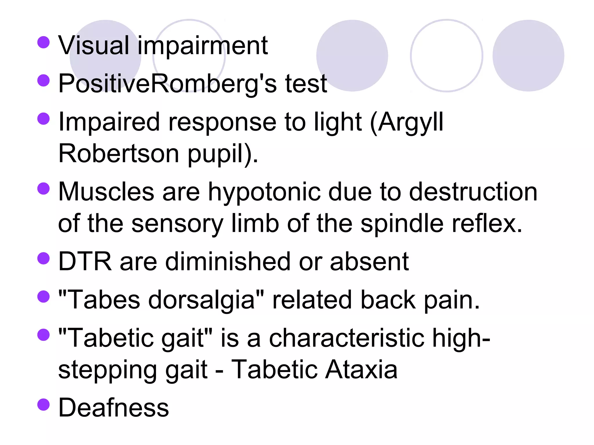 Tabes Dorsalis and Physiotherapy
