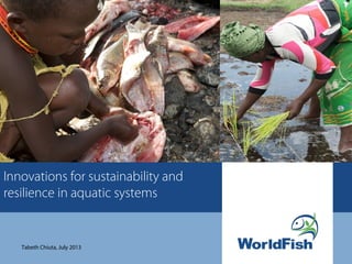 Innovations for sustainability and
resilience in aquatic systems
Tabeth Chiuta, July 2013
 