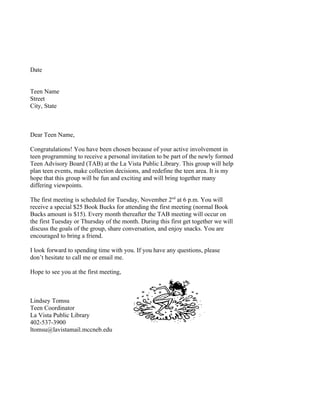 TAB Invitation Letter Example